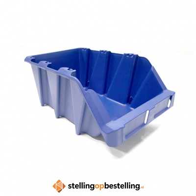 Begra stapelbare en nestbare kunststof magazijnbak type S5, 360x217x155 blauw