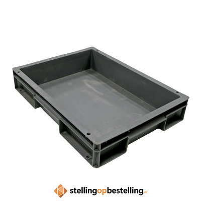 Gebruikte stapelbare magazijnbak 400x300x72mm (lxbxh) antraciet