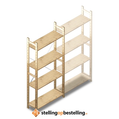Houten Legbordstelling 1780x870x280 4 niveaus beginsectie