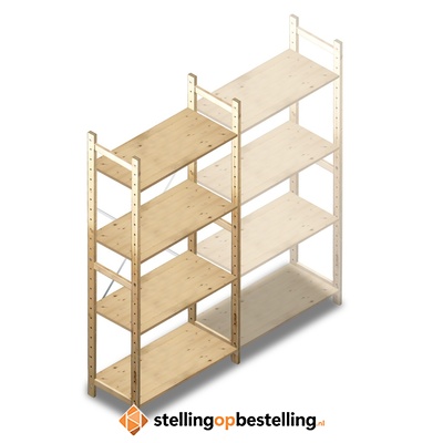 Houten Legbordstelling 1780x870x370 4 niveaus beginsectie