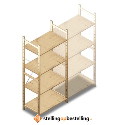 Houten Legbordstelling 1780x870x500 4 niveaus beginsectie