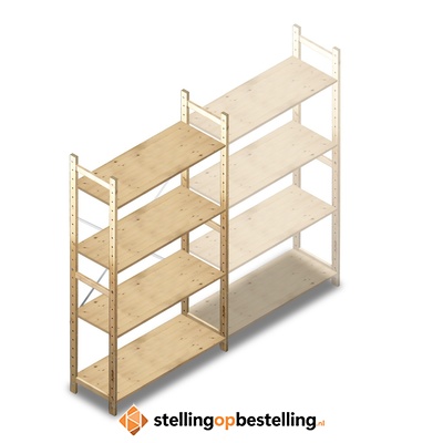 Houten Legbordstelling 1780x970x370 4 niveaus beginsectie