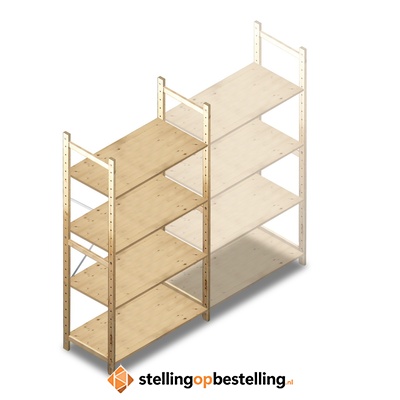 Houten Legbordstelling 1780x970x500 4 niveaus beginsectie
