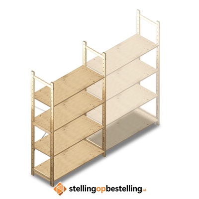 Houten Legbordstelling 1780x1170x500 4 niveaus beginsectie