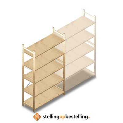 Houten Legbordstelling 2080x1170x500 5 niveaus beginsectie