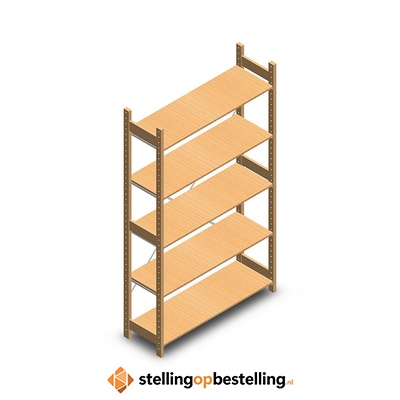 Houten legbordstelling bt euro 2100x1170x400 beginsectie