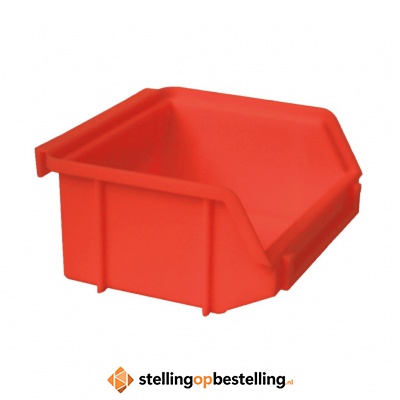 Kunststof stapelbak, Plastic magazijnbak A1 100x100x50 rood