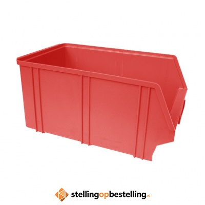 Kunststof stapelbak, Plastic magazijnbak A4 350x210x160 rood