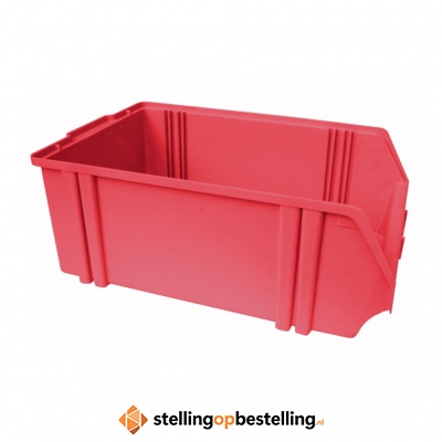 Kunststof stapelbak, Plastic magazijnbak A5 460x306x183 rood