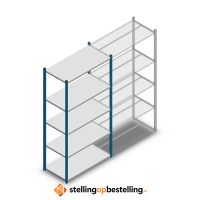 Legbordstelling Medium Duty 2000x1000x500, 5 niveaus metaal blauw, 75 kg beginsectie