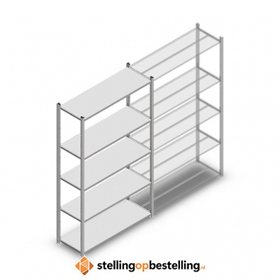 Legbordstelling Medium Duty 2000x1150x400 (hxbxd) 5 niveaus metaal verzinkt 180 kg beginsectie