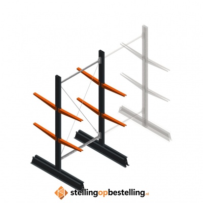 Lichte draagarmstelling dubbelzijdig 2000x1000x500 2 niveaus beginsectie
