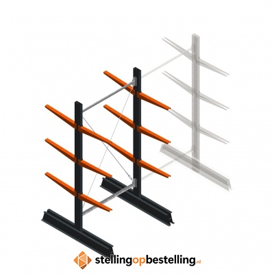 Lichte draagarmstelling dubbelzijdig 2000x1000x500 3 niveaus beginsectie