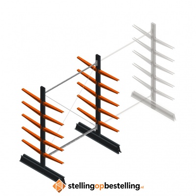 Lichte draagarmstelling dubbelzijdig 2000x1500x500 5 niveaus beginsectie