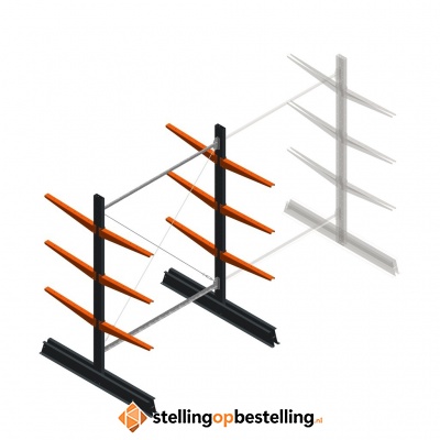 Lichte draagarmstelling dubbelzijdig 2000x1500x600 3 niveaus beginsectie