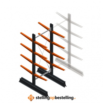 Lichte draagarmstelling dubbelzijdig 2000x750x500 4 niveaus beginsectie