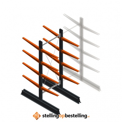 Lichte draagarmstelling dubbelzijdig 2000x750x600 4 niveaus beginsectie