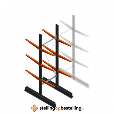 Lichte draagarmstelling dubbelzijdig 2500x750x600 3 niveaus beginsectie