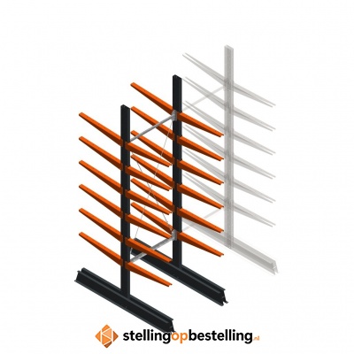 Lichte draagarmstelling dubbelzijdig 2500x750x600 6 niveaus beginsectie