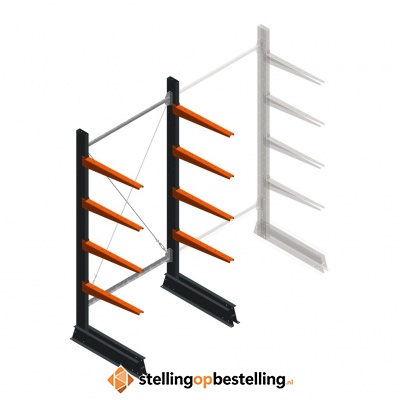 Lichte draagarmstelling enkelzijdig 2000x1000x600 4 niveaus beginsectie