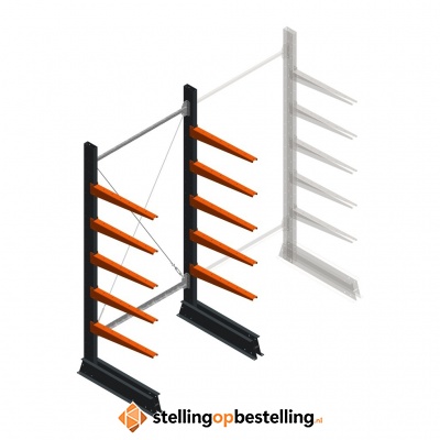 Lichte draagarmstelling enkelzijdig 2000x1000x600 5 niveaus beginsectie