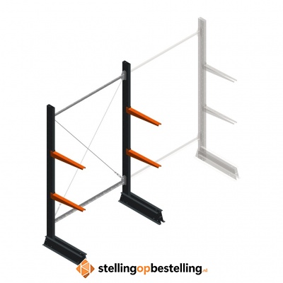 Lichte draagarmstelling enkelzijdig 2000x1250x500 2 niveaus beginsectie