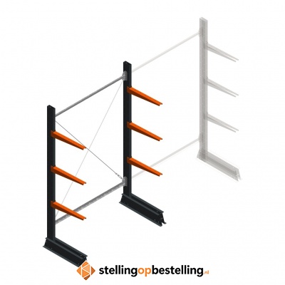 Lichte draagarmstelling enkelzijdig 2000x1250x500 3 niveaus beginsectie