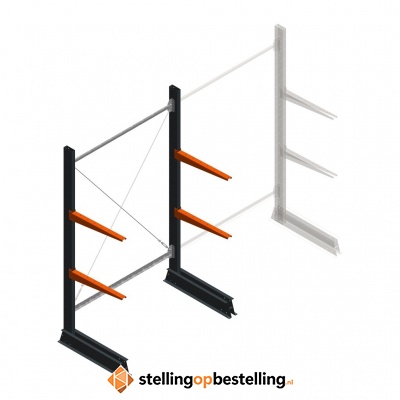 Lichte draagarmstelling enkelzijdig 2000x1250x600 2 niveaus beginsectie