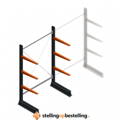 Lichte draagarmstelling enkelzijdig 2000x1250x600 3 niveaus beginsectie