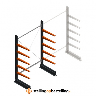 Lichte draagarmstelling enkelzijdig 2000x1250x600 5 niveaus beginsectie