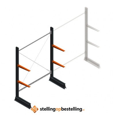 Lichte draagarmstelling enkelzijdig 2000x1500x500 2 niveaus beginsectie