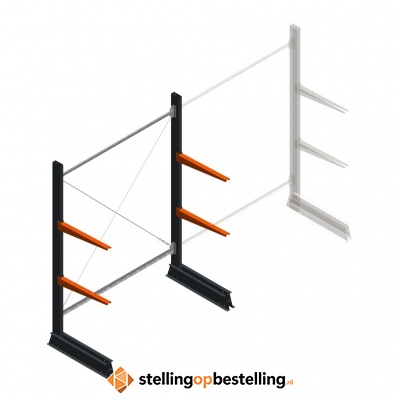 Lichte draagarmstelling enkelzijdig 2000x1500x600 2 niveaus beginsectie