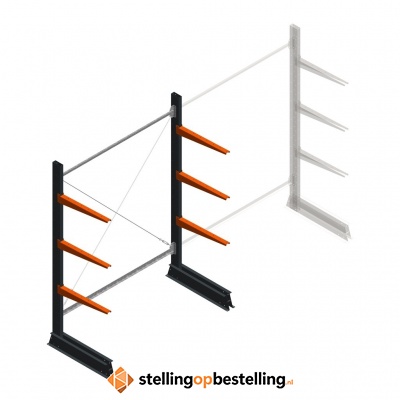 Lichte draagarmstelling enkelzijdig 2000x1500x600 3 niveaus beginsectie