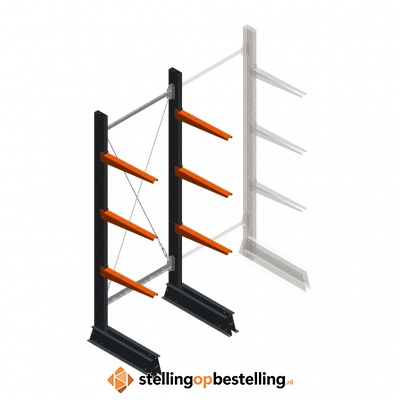 Lichte draagarmstelling enkelzijdig 2000x750x500 3 niveaus beginsectie