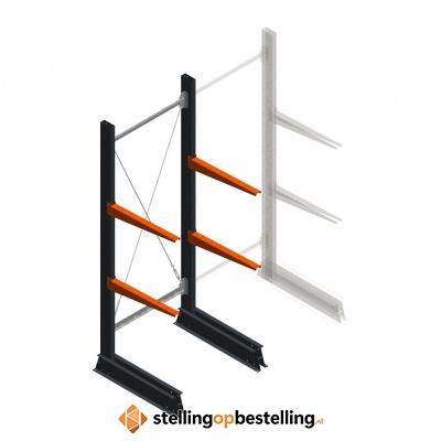 Lichte draagarmstelling enkelzijdig 2000x750x600 2 niveaus beginsectie