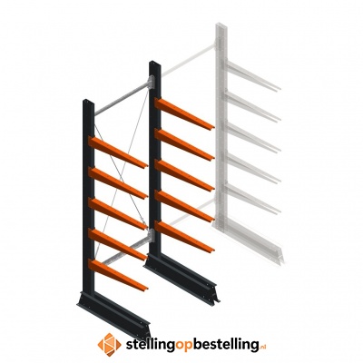 Lichte draagarmstelling enkelzijdig 2000x750x600 5 niveaus beginsectie