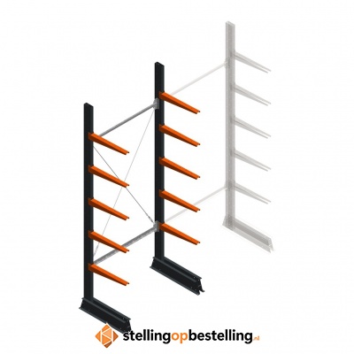 Lichte draagarmstelling enkelzijdig 2500x1000x500 5 niveaus beginsectie