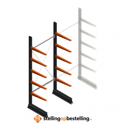 Lichte draagarmstelling enkelzijdig 2500x1000x600 5 niveaus beginsectie