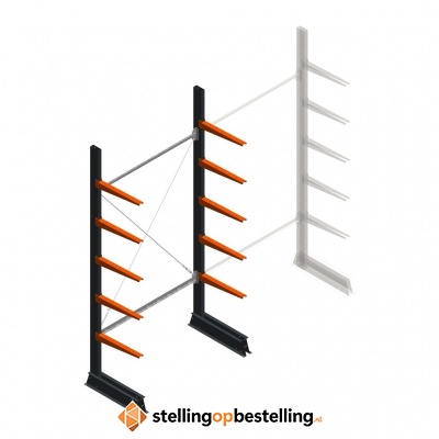 Lichte draagarmstelling enkelzijdig 2500x1250x500 5 niveaus beginsectie