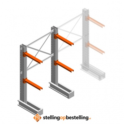 Medium draagarmstelling IT enkelzijdig 1990x1200x600 mm 2 niveaus beginsectie