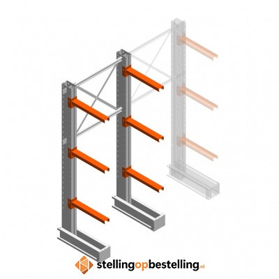 Medium draagarmstelling IT enkelzijdig 2455x1000x600 3 niveaus beginsectie