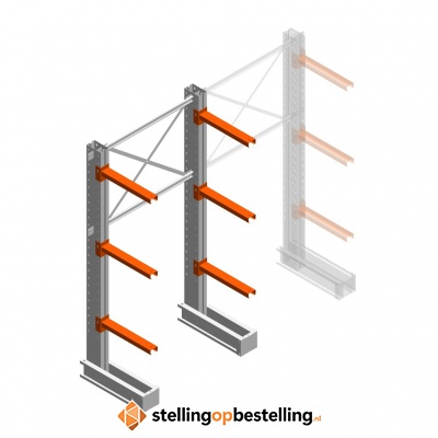 Medium draagarmstelling IT enkelzijdig 2455x1200x600 3 niveaus beginsectie