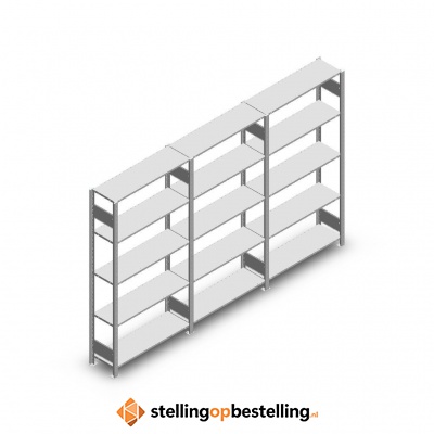 Voordeelrij Legbordstelling Heavy Duty 2000x3000x300, 5 niveaus metaal verzinkt 150 kg