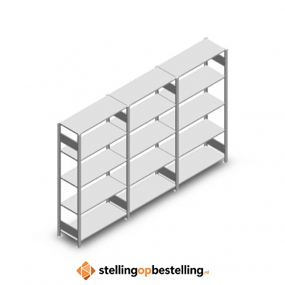 Voordeelrij Legbordstelling Heavy Duty 2000x3000x400, 5 niveaus metaal verzinkt 250 kg