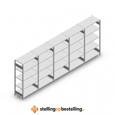 Voordeelrij Legbordstelling Heavy Duty 2000x5000x500, 5 niveaus metaal verzinkt 150 kg