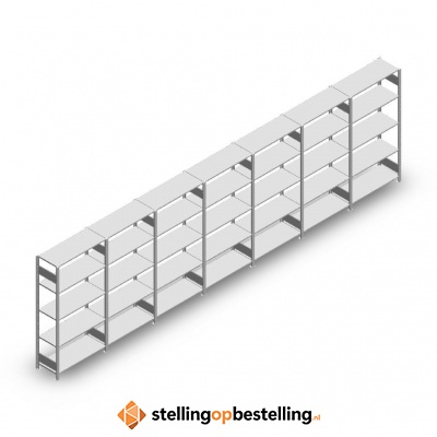 Voordeelrij Legbordstelling Heavy Duty 2000x7000x400, 5 niveaus metaal verzinkt 150 kg