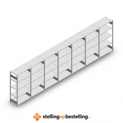 Voordeelrij Legbordstelling Heavy Duty 2000x7000x500, 5 niveaus metaal verzinkt 150 kg