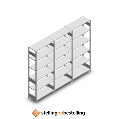 Voordeelrij Legbordstelling Heavy Duty 2500x3000x400, 6 niveaus metaal verzinkt 250 kg