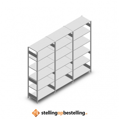 Voordeelrij Legbordstelling Heavy Duty 2500x3000x500, 6 niveaus metaal verzinkt 150 kg
