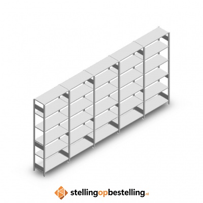 Voordeelrij Legbordstelling Heavy Duty 2500x5000x400, 6 niveaus metaal verzinkt 150 kg